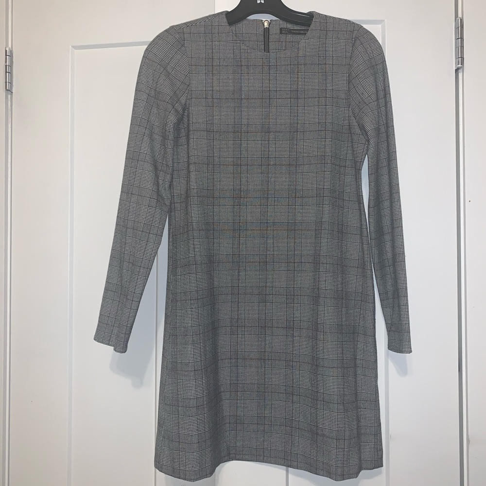 Zara women’s half back zip up plaid dress sizeXS